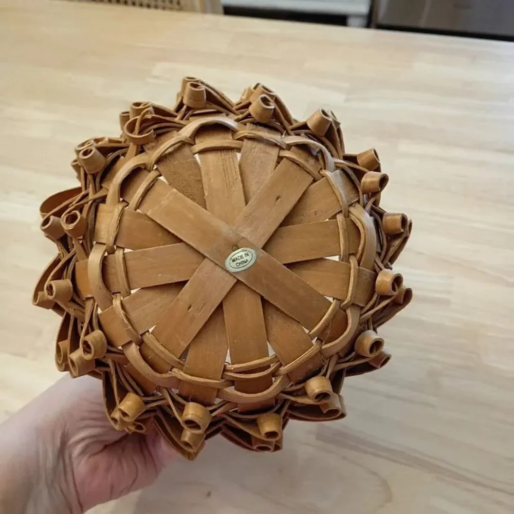 Vintage Woven Porcupine Curl Rustic Basket Swing Handle